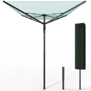Etendoir a Linge Exterieur Rotatif avec housse de protection et Surface etendage 45m Gris