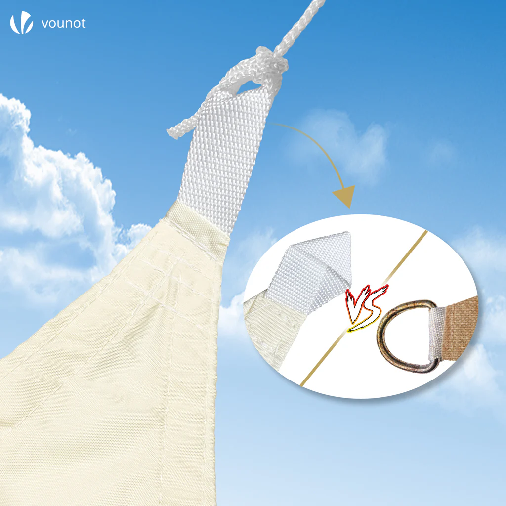 Voile d'ombrage Rectangulaire en Polyester Imperméable avec Kit de Montage 3x2m Beige – Image 3