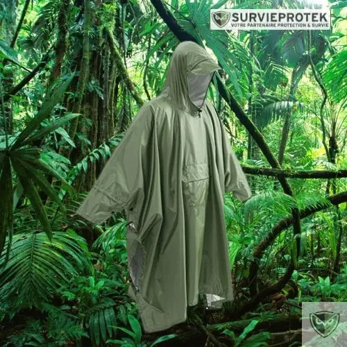 BIVOUAK™ Poncho randonnée Manteau de Pluie Militaire Multifonctionnel 3 en 1 – Image 6